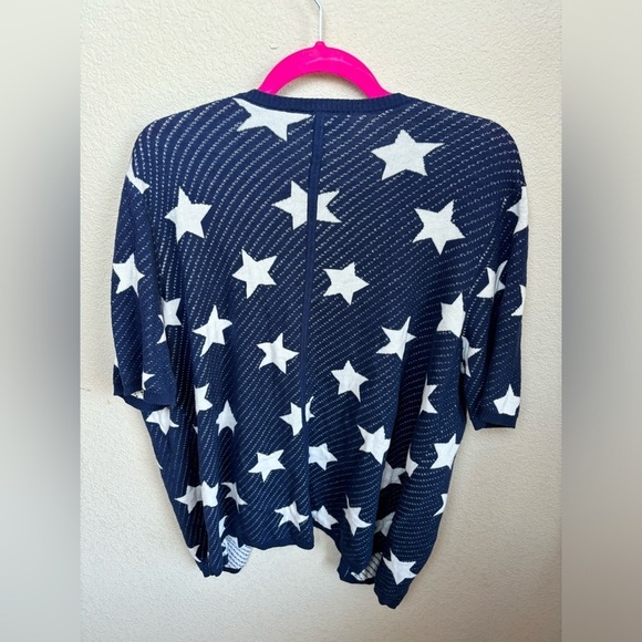 Lane Bryant Star Print Patriotic Short Sleeve Open Front Cardigan 14/16 - Picture 4 of 7